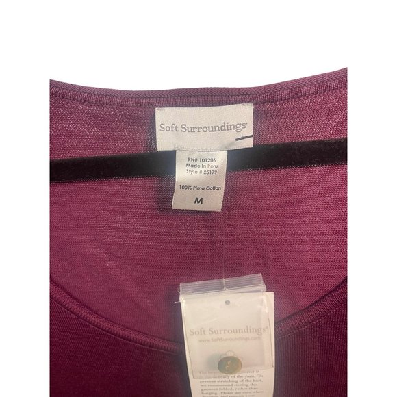 Soft Surroundings Burgundy Red Pima Cotton Button Front Sweater Size Medium - Picture 4 of 4